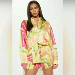 NWT FASHION NOVA SATIN TWO PIECE SET